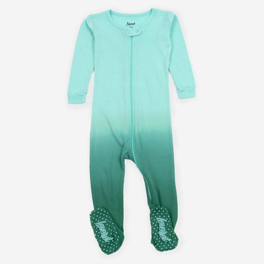 LEVERET -  Footed Cotton Pajamas Tie Dye Aqua 2 Year Tie Dye Aqua